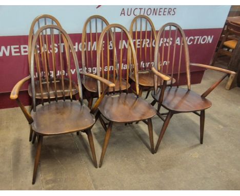 A set of six Ercol Golden Dawn elm and beech Quaker chairs 