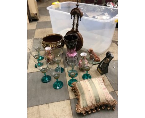 Assorted items, including; glassware, pottery, a barometer etc.