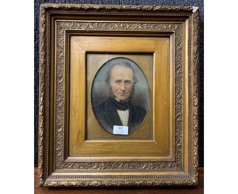 A 19th Century lithograph, portrait of a gentleman, framed