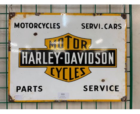 A Harley Davidson Motor Cycles enamelled metal advertising sign 
