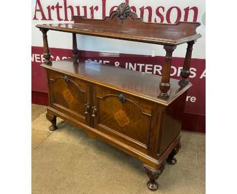 A Victorian style inlaid mahogany buffet sideboard 