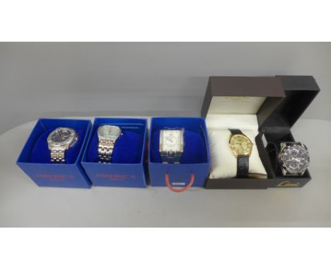 Lorus, Rotary and three America Sports wristwatches, boxed 