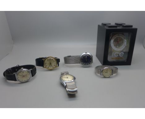 Assorted wristwatches including lady's Tissot, Timex and Ice, etc. 