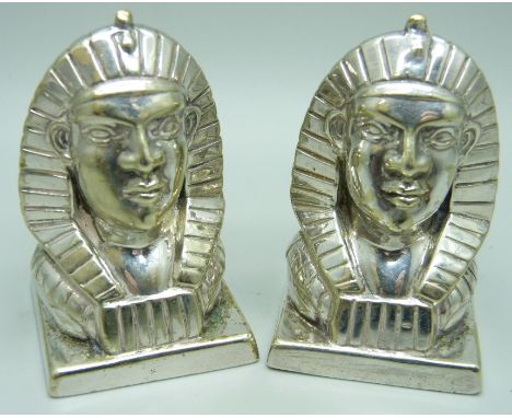 A pair of Mappin &amp; Webb Egyptian Revival silver plated salt and pepper pots 