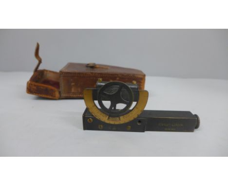 A Stanley London clinometer, cased 