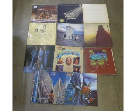Eleven LP records, Yes, ELP, Baker Gurvitz Army, The Who, Pink Floyd, etc. 