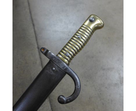 A French bayonet and scabbard 