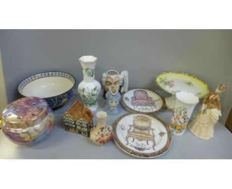 A collection of ceramics including a Masons bowl, a Royal Doulton Great Britains Britannia jug, special edition 1590/1997, a 