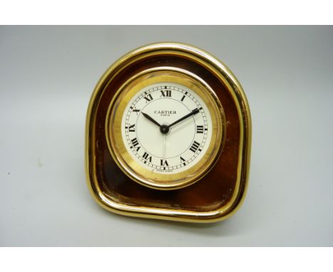 A Cartier travel clock, movement fully wound 