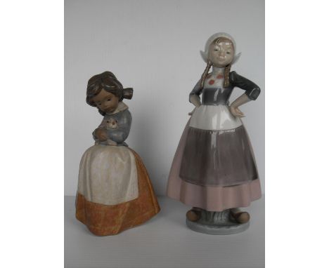 Two Lladro figurines of young girls, without damage or repair, unboxed 