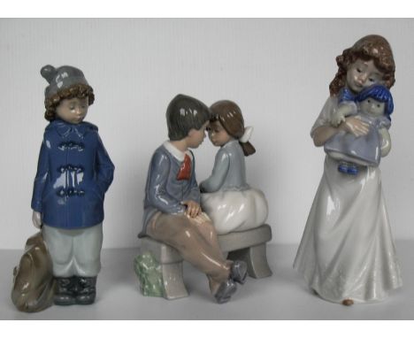 Three Nao studies of children: 'A Young Girl with a Doll', 'Duffle Coat with Bag', and 'Girl & boy seated' (3) all without da