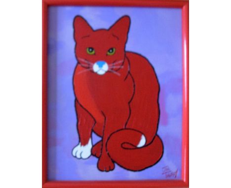 Jim Tweedy, 'PURPLE HAZE', acrylic on canvas, Red Cat series, framed, 35 x 27 cm, signed bottom right and verso with 'Self Po
