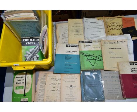 A QUANTITY OF RAILWAY TIMETABLES AND PRINTED EPHEMERA, big 4 and B R eras, public timetables including G W R and B R, appendi