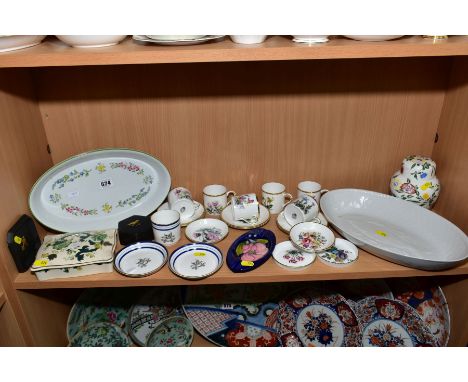 A COLLECTION OF CERAMICS TO INCLUDE ROYAL WORCESTER COFFEE WARES, Moorcroft pink magnolia ashtray, pin dishes, Masons 'Chartr