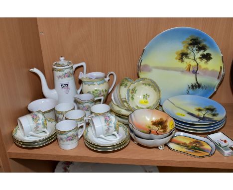 A COLLECTION OF NORITAKE PORCELAIN, including a fifteen piece coffee set, assorted bon bon dishes, ashtray, cups, saucers, pl