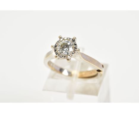 A MODERN 18CT WHITE GOLD DIAMOND SINGLE STONE RING, estimated diamond weight 0.50ct, colour assessed as J-K, clarity SI2-I1, 