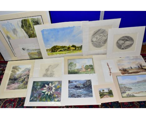 MODERN WATERCOLOUR PAINTINGS, to include two landscapes by John R. Myers, coastal seascape and castle ruins by Iain Hodson, f