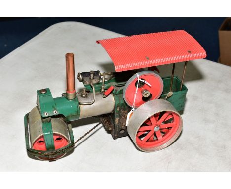 AN UNBOXED WILESCO OLD SMOKY LIVE STEAM ROAD ROLLER, No D36, playworn condition but appears largely complete with burner tray