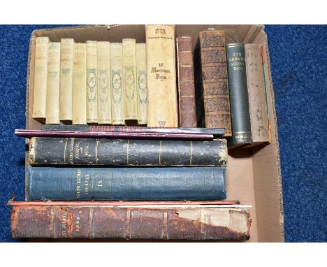 A BOX OF BOOKS, to include Victor Hugo 'Les Miserables' four volumes, 'The Book of Common Prayer' 1732, a Jaguar Service manu