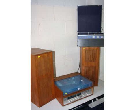 A DYNATRON TRANSPOWER SRX 25 RADIO/STEREO built in with a Goldring Lenco GL75 record player together with a pair of Dynatron 