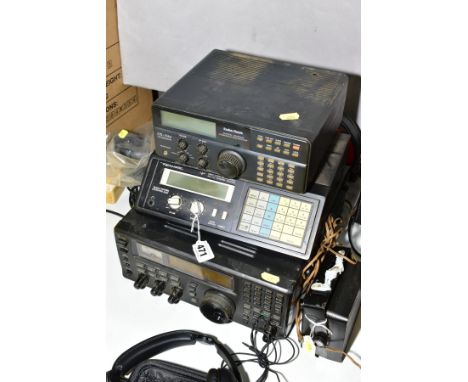 AN ICOM IC-R8500 COMMUNICATIONS RECEIVER (no power supply), a Radio Shack DX 394 receiver and a Realistic Pro2004 receiver (b