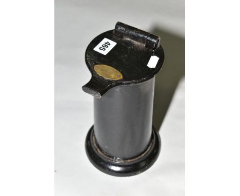 AN EDMONDSON CAST IRON CYLINDRICAL TICKET DATER, Edmondson plaque to top, painted black, height approximate 25cm