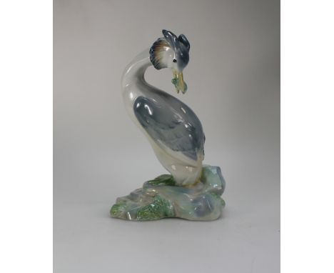 Wade underglaze model of a Grebe by Faust Lang, dated 1939, height 25cm