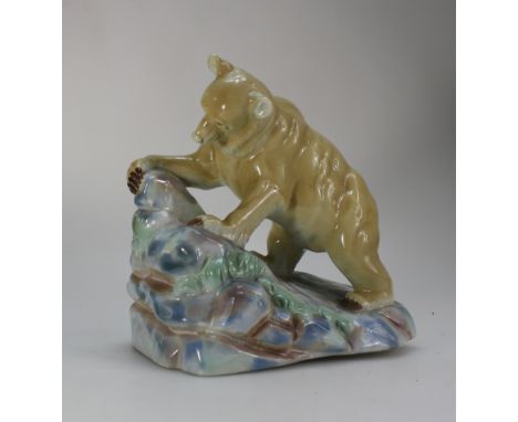 Wade underglaze model of Brown Bear by Faust Lang, dated 1939, height 24cm