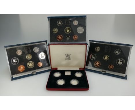 A collection of Royal Mint boxed proof set coins to include Elizabeth R 1987 £1 silver collection, 1986, 1988 and 1994 proof 