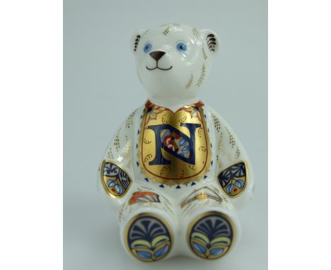 Royal Crown Derby paperweight Alphabet Bear with gold stopper