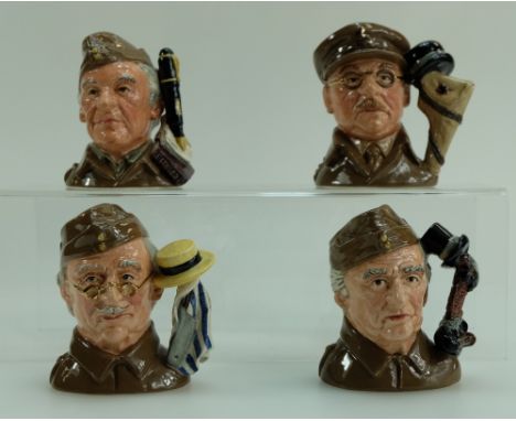 Royal Doulton set of Rare Small prototype Character Jugs "Dads Army" comprising of Sergeant Arthur Wilson, Capt George Mainwa