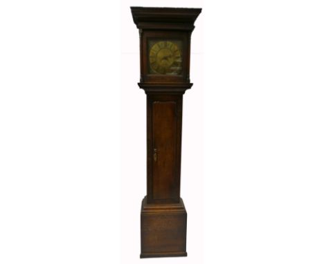 Early 18th Century country oak long case clock, 30 hour brass dial Joseph Salter of Oswestry