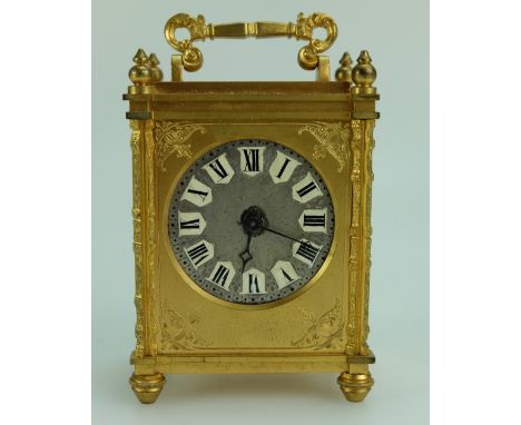 Carriage clock marked A De Boos London to movement