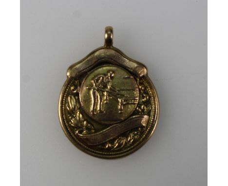 9ct Rose gold 19th Century snooker medal (10.4 grams).