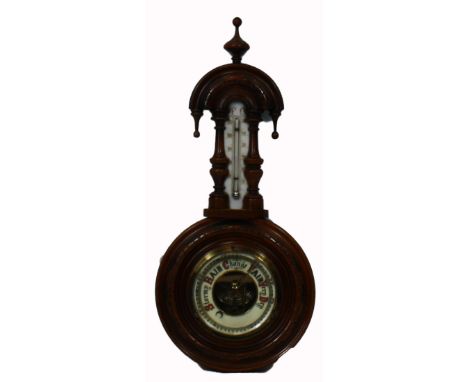 19th Century Bavarian Walnut Historism barometer, height 40cm