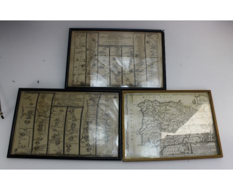 A collection of early maps to include Thos Gardner Road from St Davids Pembroke to Hollywell, Thos Gardener The road from Yor