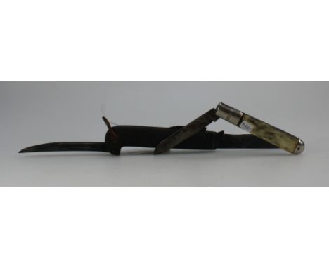 Old Army folding knife and another folding knife with mother of pearl handle  (2)
