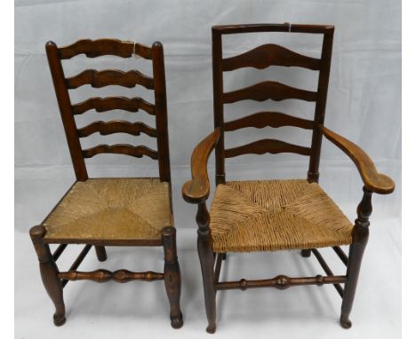 Two Country Ladder back chairs rush seated chairs (2)