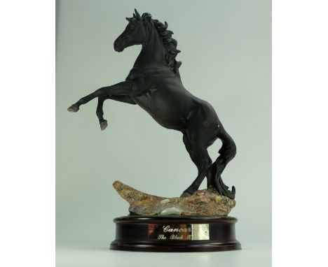 Royal Doulton Beswick model of Cancara The Black Horse on wooden base