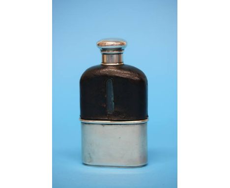 A silver mounted Victorian hip flask