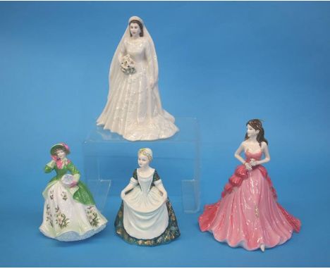 Two Royal Worcester figures and two Coalport figures