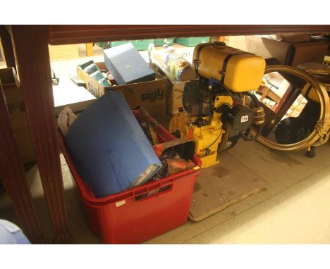 Box of tools and a stationary engine