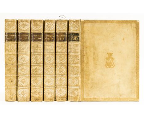 Bindings.- Shakespeare (William) The Works of ...,6vol., edited by Sir Thomas Hanmer, engraved portrait frontispiece and 38 p