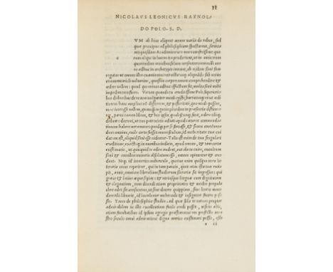 Leonico Tomeo (Niccolà) Dialogi nun primum in lucem editi, italic type, initial spaces with guide-letters, errata at end, tit