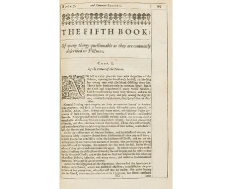 Browne (Thomas) Pseudodoxia Epidemica..., second edition, woodcut head-pieces and initials, title spotted, some browning, cro