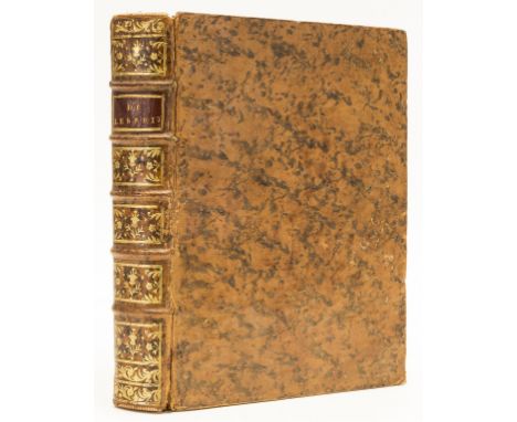 Helvétius (Claude Adrien) De l'Esprit, first edition, early issue, half-title, title with large woodcut ornament of cornucopi
