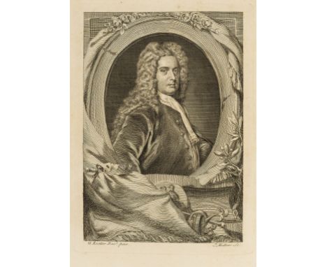Baskerville (John, printer).- Addison (Joseph) The Works..., 4 vol., engraved portrait frontispiece after Kneller, 3 engraved