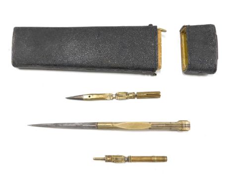 A cased scientific brass compass, the case stamped Thomas Emenson.