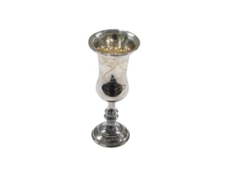 A George V silver kiddush cup, shaped top with engine engraved decoration, Birmingham 1910, 1.36oz.