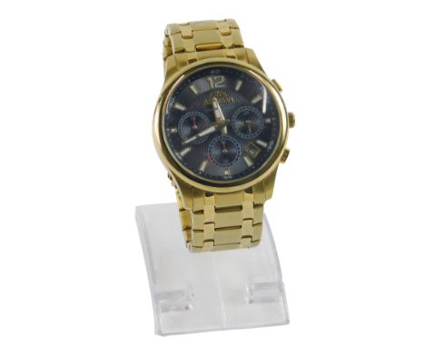 An Astron Solar Chronograph gent's wristwatch, with a black dial, automatic movement on gold plated strap. 